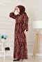 Leopard Print Viscon Dress with Tunnel Waist-Burgundy - 3