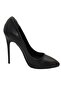 Black Skin Heeled 10 cm Women's Stiletto Shoes - 3
