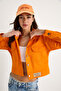 Women's Orange Double Pocket Gabardine Jacket 40941010 - 4