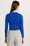 Women's Slim Fit Cotton Long Sleeve Plain Crew Neck Blue Blouse - 5