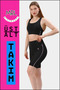 Women's Black Suit Bottom-Top Short Shorts-Leggings and Sports Bustier with Pads 2Li Set Lilac Piping Elt3043