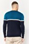 Harmont Blaine Jeans Men Crew Neck Colorblock Sweater, Multicolor - 2