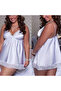 Satin Backless Women's Nightdress Lace Patchwork Mini Short Lingerie For Girls - 2