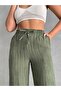 Wide Leg Cord Detailed Linen Blend Trousers Mısspl2636 - 4