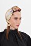 Gold Practical Ready-Made Hijab Bonnet Cut Fiber Retro Patterned 2409_03 - 5