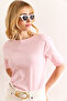 Women's Pink Padded Interlock Lycra Cotton T-Shirt Tsh-19000912 - 3