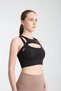 Women's Black Padded Sports Bra with Chest Detail - 8