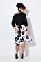 Women's Plus Size Black, Skirt Part Jersey Floral Pattern, Upper Part Viscose Dress 65N38937 - 4