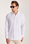 Relax Fit Oversize Flowy Relaxed Cut Striped Linen Sports Men's Shirt