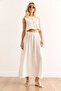 Women's White Top Lined Vest Bottom Pocket Midi Skirt Suit Tkm-19000387 - 5