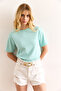Women's Mint Green Padded Interlock Lycra Cotton T-Shirt Tsh-19000912 - 3