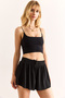 Women's Black Elastic Waist Slit Sandy Shorts Şrt-19000058