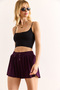 Women's Plum Elastic Waist Slit Sandy Shorts Şrt-19000058 - 3
