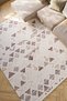 Geometric Patterned Washable Non-Slip Base Chenille Cream Brown Kitchen Carpet 8310