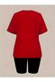 Bottom-Top Rabbit Printed Short Leggings T-Shirt Oversize Loose Boyfriend Set - 4