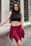 Women's Cross Cut Skirt with Internal Tights Front Back Waist with Drawstring