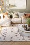 Geometric Patterned Washable Non-Slip Base Chenille Cream Brown Kitchen Carpet 8310 - 3