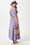 Women's Isabella Back Detailed Seersucker Texture Lilac Lycra Dress 12238 - 6
