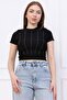 Stone Printed Crop Black Ss2744 - 7