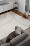 Abstract Patterned Washable Non-Slip Base Chenille Cream Beige Kitchen Rug 8326 - 3