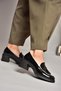 T 820145408   Black Patent Leather Thick Heeled Women's Shoes - 3