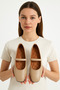 Women's Beige Ballerina Home Daily and Office Non-Slip Lightweight Comfortable Orthopedic Sole Mother's Shoes - 2