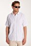 Relax Fit Oversize Cotton Linen Effect Striped Special Design Men's Shirt