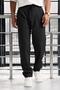 Front Double Pleated Zippered Elastic Waist Jogger Men's Trousers - Black