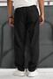 Front Double Pleated Zippered Elastic Waist Jogger Men's Trousers - Black - 4
