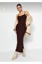 Brown Fitted/Flush Strap Midi Sandy Pencil Dress - 2