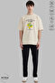 Unisex Crew Neck Lemon Printed Cotton Oversize Short Sleeve T-Shirt - 5