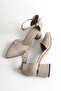 Genuine Leather Mink Thick Galvanized Short Heeled Stylish Women's Shoes Tmd202573