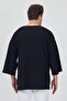 V-Neck 4/3 Sleeve White Piping Oversize T-Shirt Drop Shoulder - 8