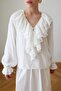 White V-Neck Ruffle Detailed Shirt