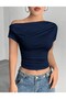 New Product Women's Off Shoulder Pleated Detailed Viscose Blouse (Not Crop) 0029 - 2