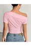 New Product Women's Off Shoulder Pleated Detailed Viscose Blouse (Not Crop) 0029 - 6