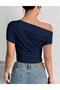 New Product Women's Off Shoulder Pleated Detailed Viscose Blouse (Not Crop) 0029 - 3