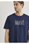 Logo Printed Navy Blue Men's T-Shirt M066842-70758