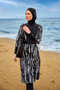 Black Full Covered Hijab Swimsuit M2504 – Water Repellent, Slit Tunik, - 3
