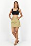 Women Textured Mini Skirt, Olive - 3