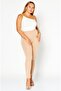 Women Regular Fit Brand Logo Leggings, Tan - 2