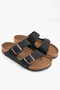 Women's Arizona Black Double Buckle Slippers - 5