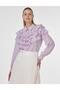 Frilly Jacquard Blouse Lilac - 3