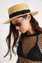 Women's Beige Black Banded Straw Cone Hat 14514 60801009 - 3