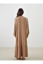 Lcw Grace Beige Escaped Collar Textured A-Line Dress - 3