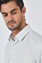 Men's White Rigid Collar Long Sleeve Slim Fit Flexible Shirt 1004250229 - 4