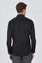 Men's Black Rigid Collar Long Sleeve Slim Fit Flexible Shirt 1004250234 - 5