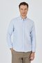 Blue Long Sleeve Patterned Dobby Buttoned Collar Pocketless Cotton Classic Slim Fit Shirt 1004250205
