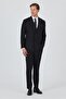 Men's Black Swallow Collar Plain Double Breasted Flexible Slim Fit Suit 1001250172 - 3