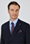 Men's Dark Navy Blue Swallow Collar Plain Double Breasted Flexible Slim Fit Suit 1001250172 - 4
